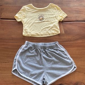 Shorts and cropped tee outfit
